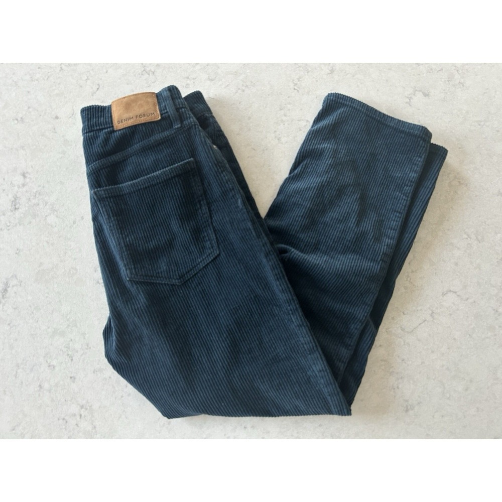 Denim Forum Arlo High Rise Straight Pants Women 29 Navy Blue Corduroy